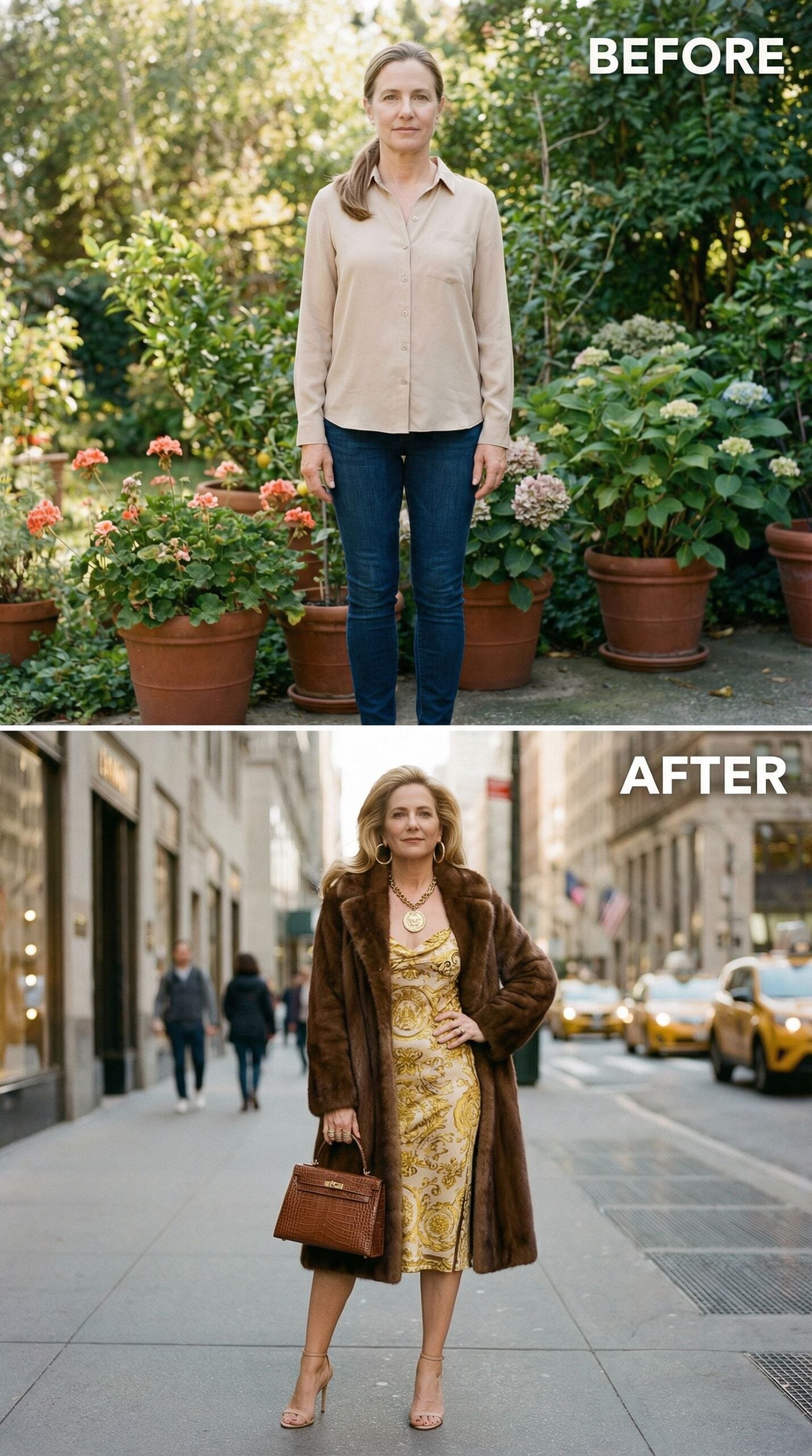 From Beige Buttons to Mink and Gold on the Manhattan Sidewalk
