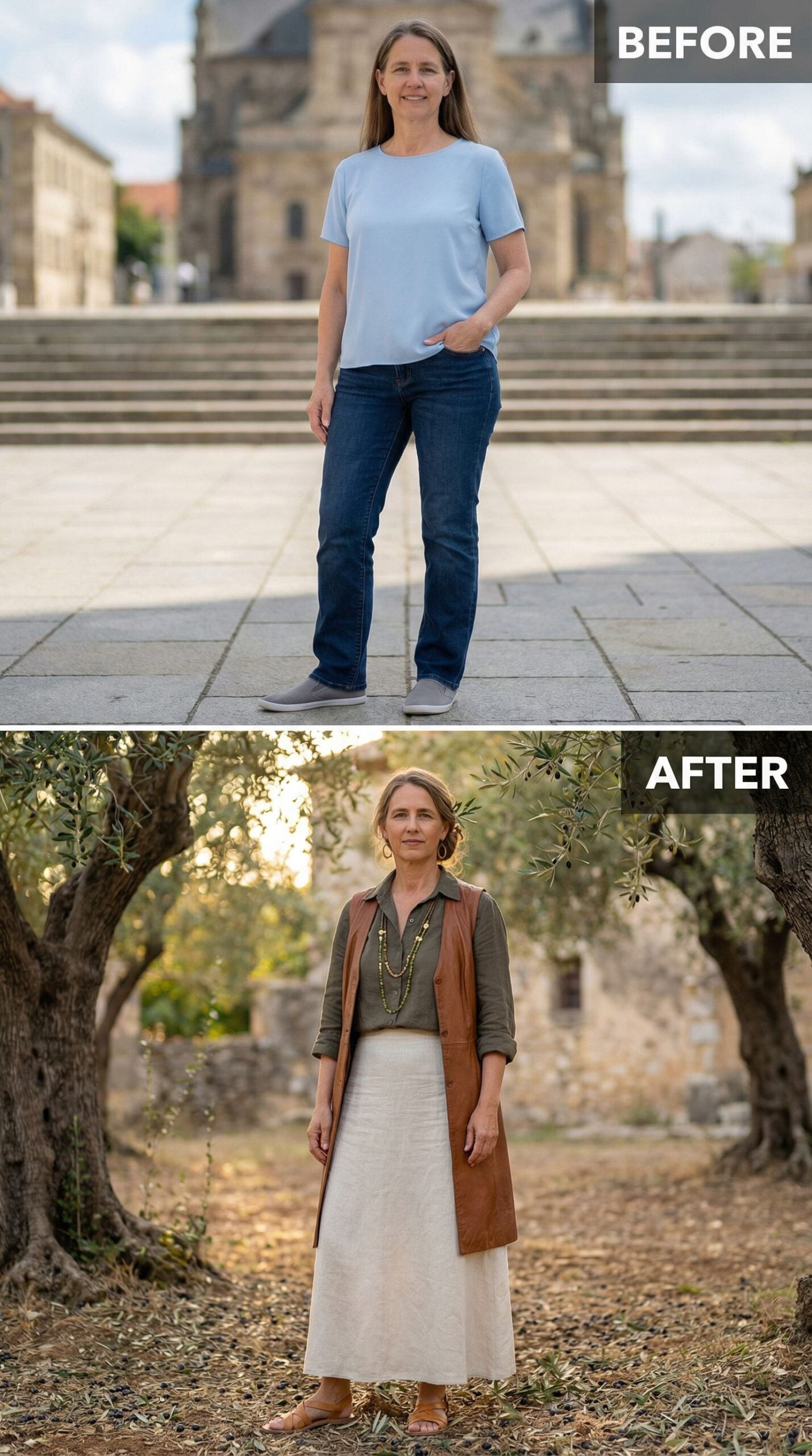 Olive Grove Layers and Suede Vest Refinement