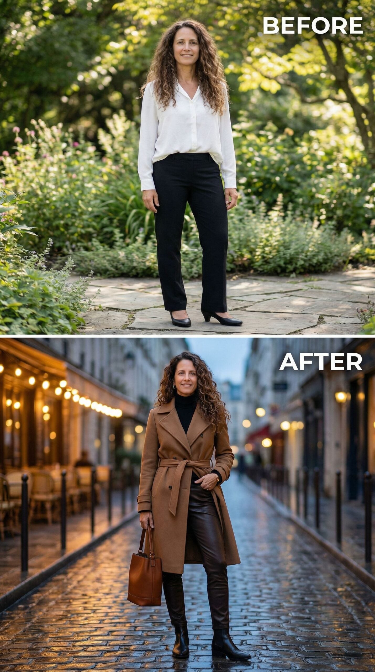 Camel Coat and Leather Pencil Skirt Command the Cobblestone Streets