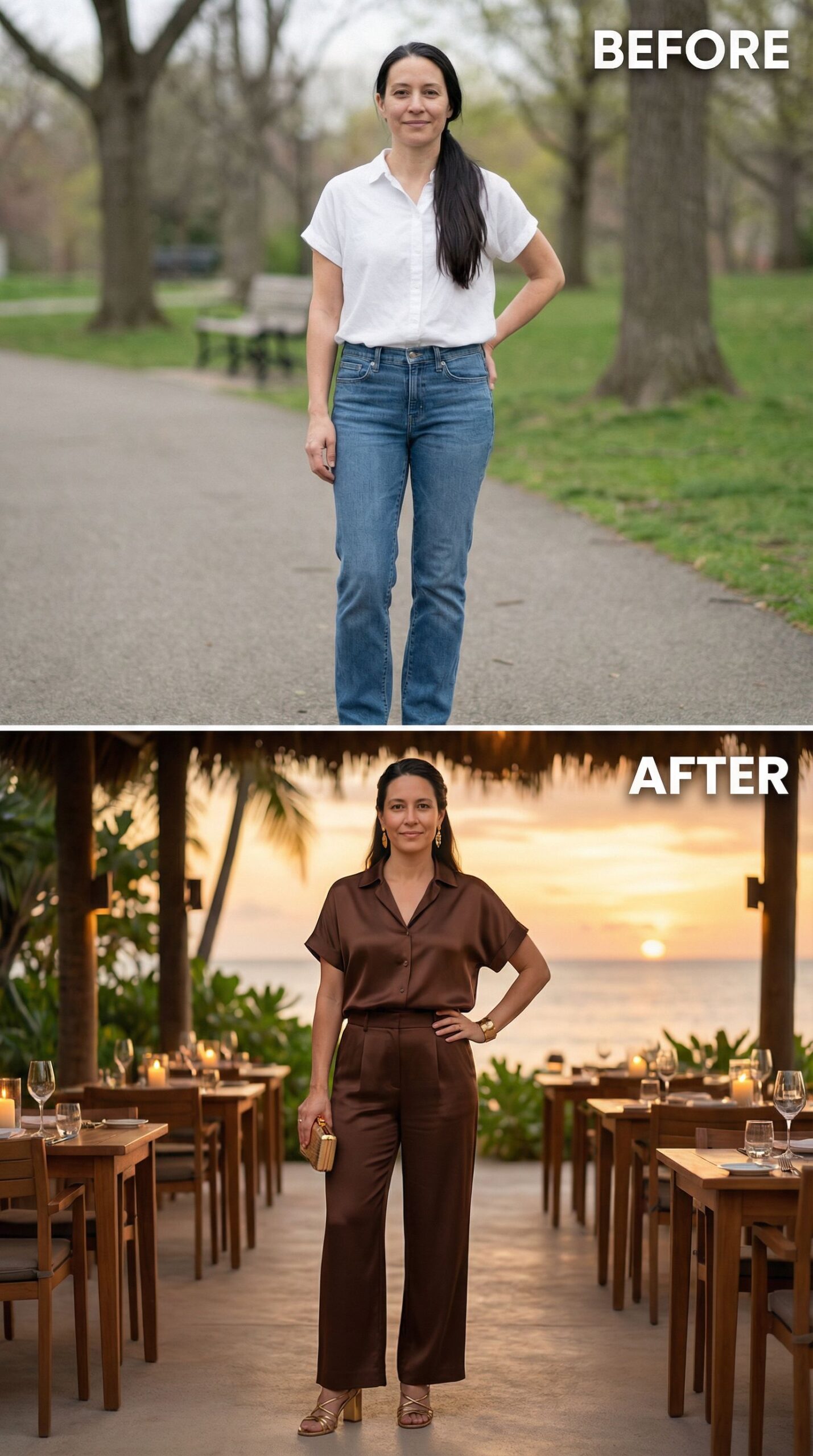 From Park Casual to Beachside Dinner Table in One Outfit Swap