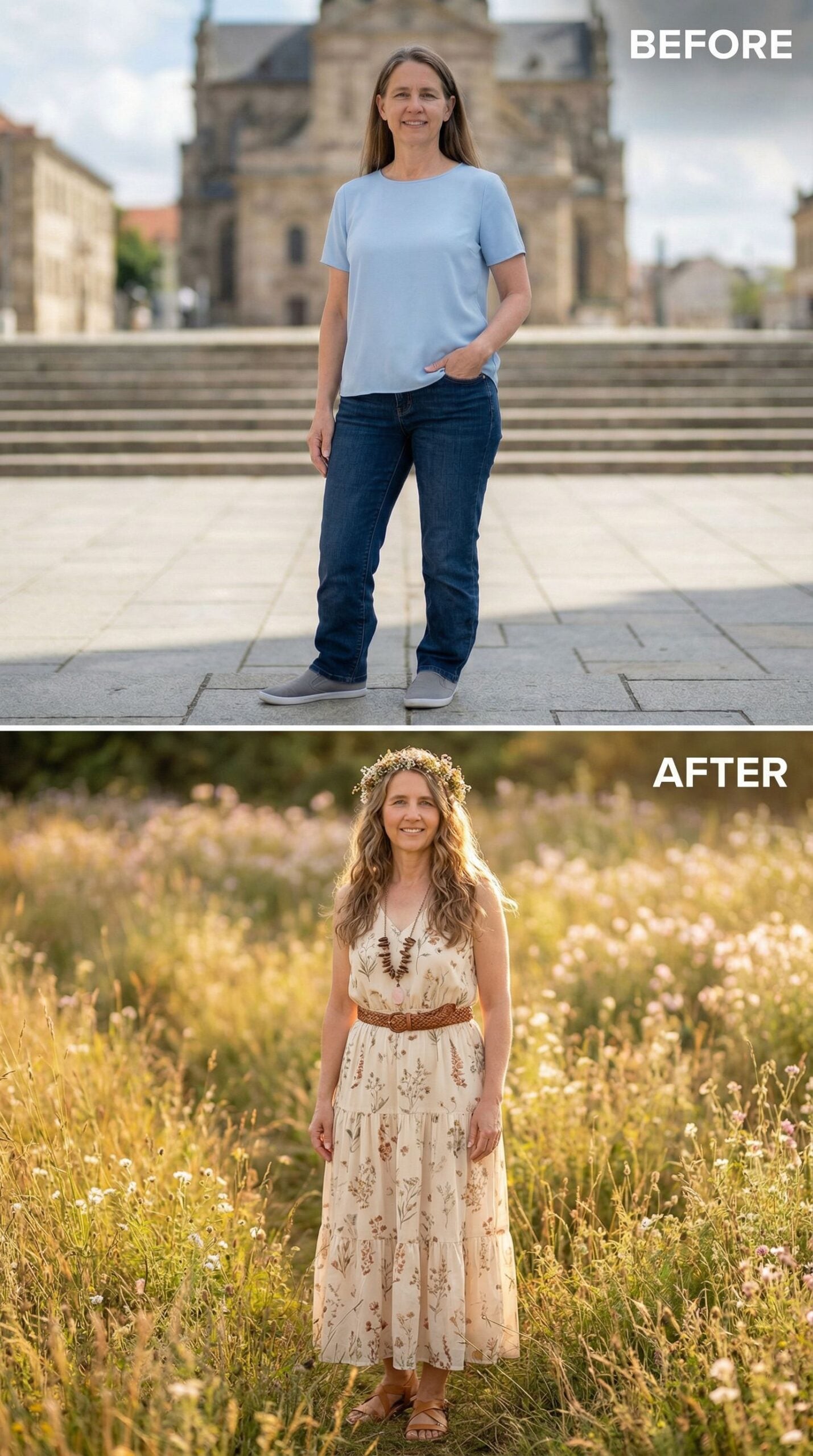 Floral Crown and Maxi Dress Define This Wildflower Moment