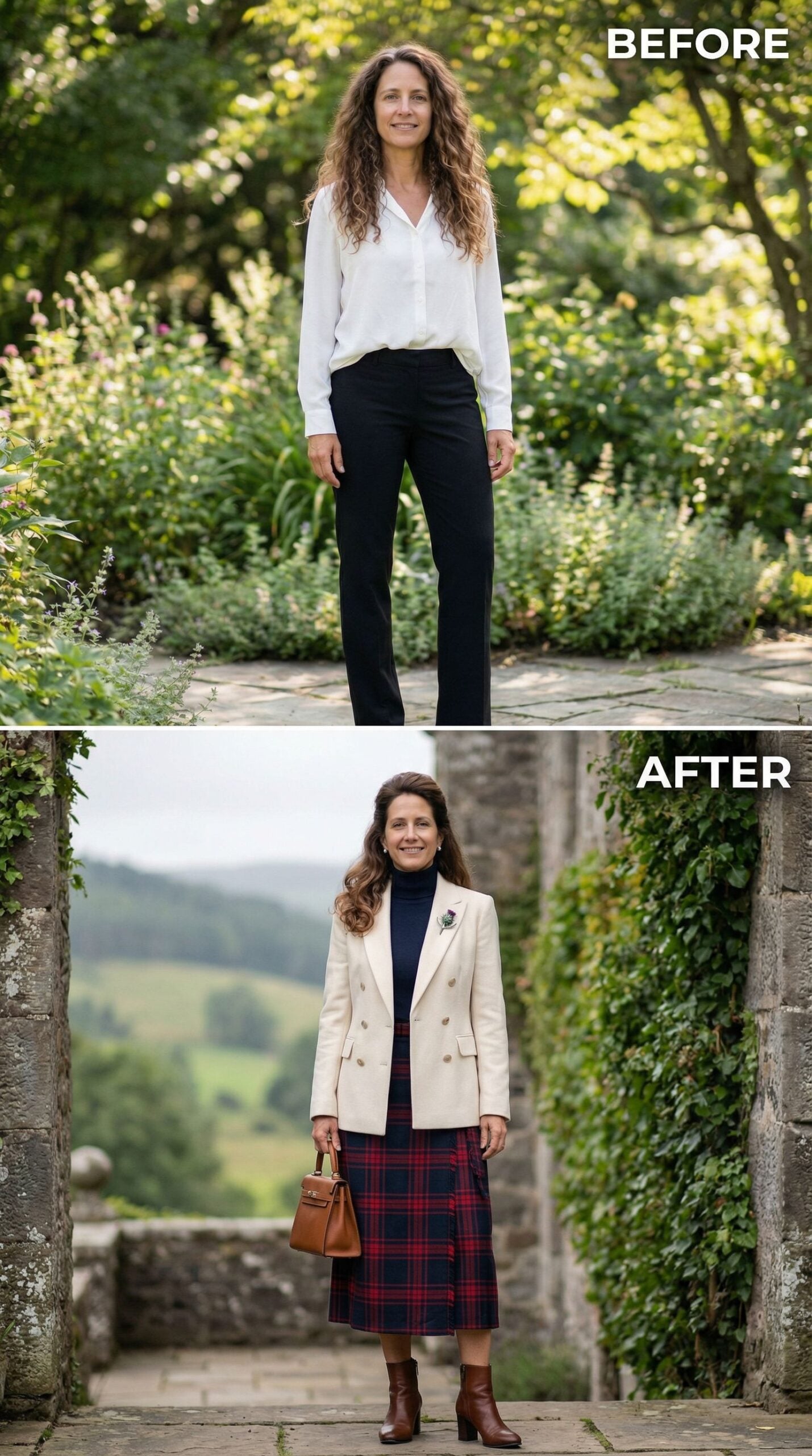 Tailored Blazer and Tartan Skirt Replace Casual Separates