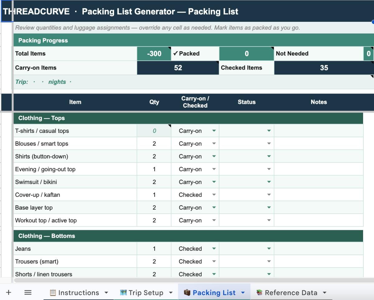 Packing List Generator
