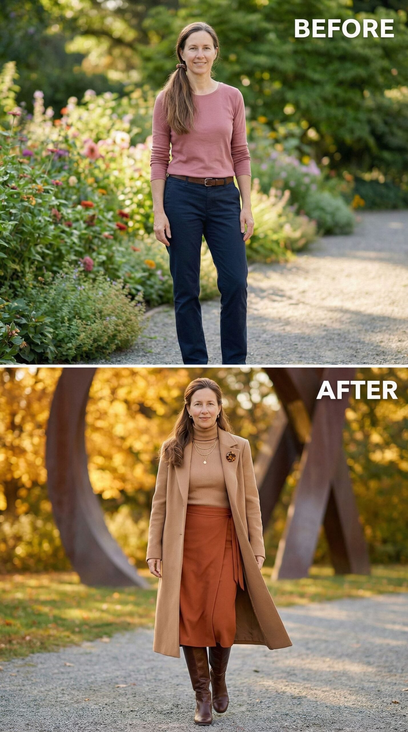 From Navy Chinos to Burnt Orange Silk and Knee-High Boots