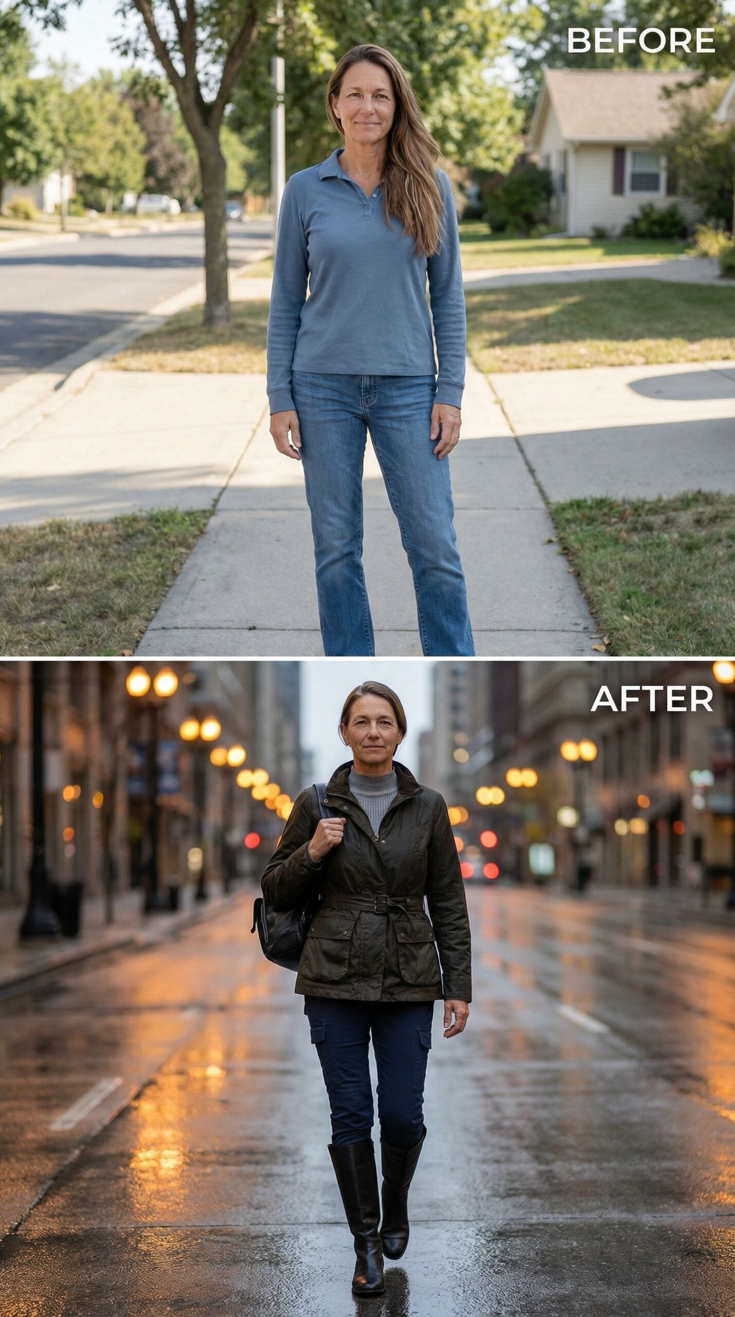 From Suburban Sidewalk to Rain-Slicked Downtown Streets