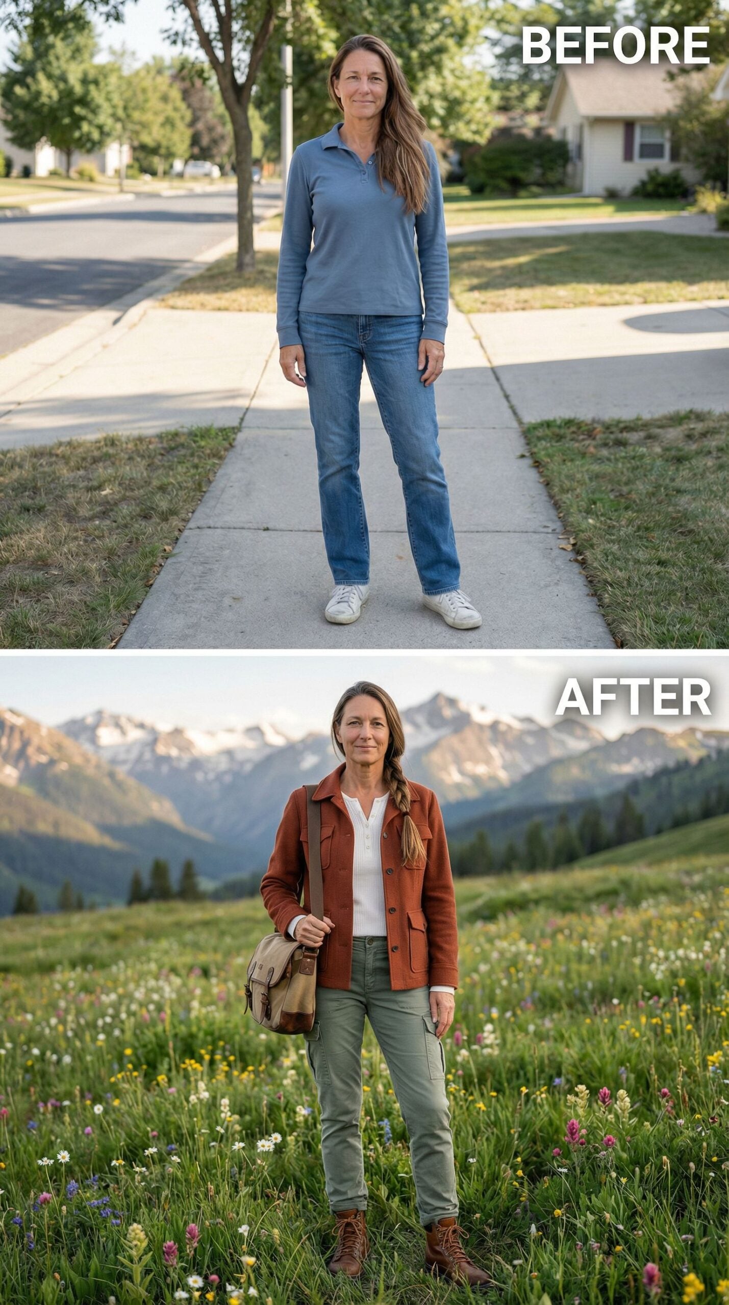 Suburban Sidewalk to Alpine Meadow in One Wardrobe Shift