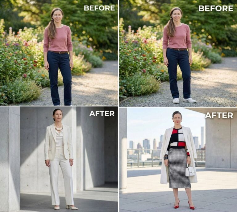 She Asked AI For Help to Give Her the Ultimate Cultured Art Collector Look at 45 — These Are the 32 Before & After Results