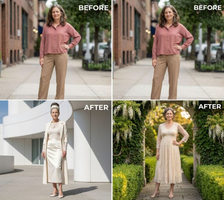 She Was So Taken With the Regencycore Aesthetic That She Wanted It for Herself at 50 — She Asked AI for Makeover Ideas – These Are the 27 Before & After Results