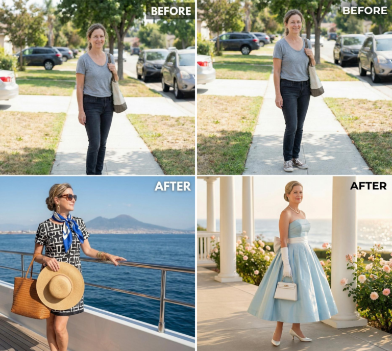 She Was Curious How She’d Look Decked Out in Golden Era Hollywood Style. She Asked AI and These Are the 30 Before & Afters