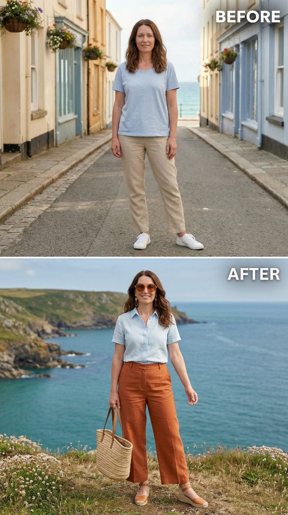 Rust Wide-Legs and a Coastal Cliff Prove Aquarius Was Never the Beige Type