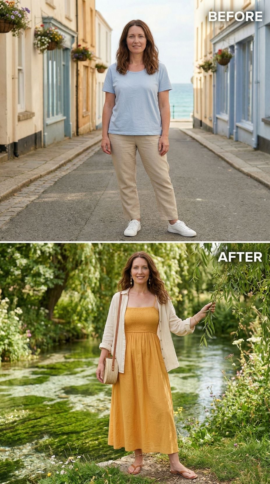 Golden Midi, Open Linen Shirt, and the Aquarius Who Let the River Do the Talking