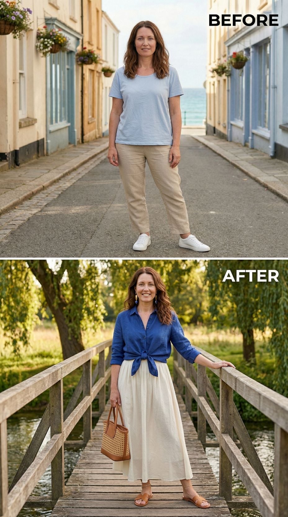 Cobalt Shirt Tied at the Waist, Cream Midi, and an Aquarius Who Let AI Finish the Sentence