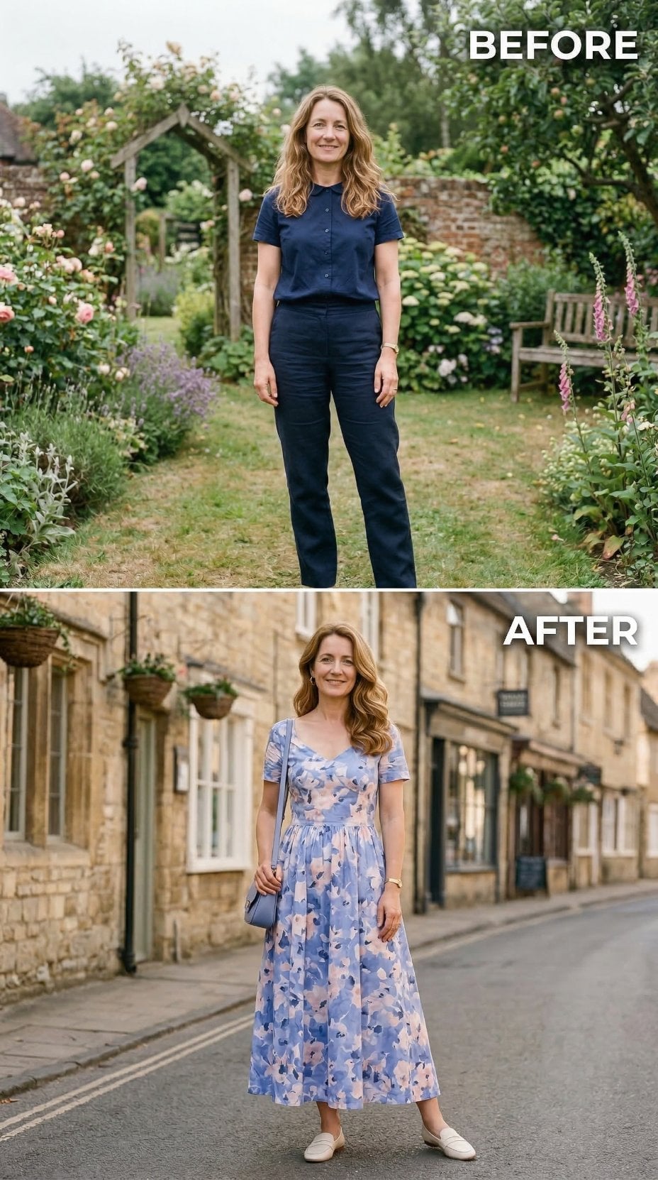 Navy Linen Sets the Stage, Then a Floral Midi Does Something Altogether Different