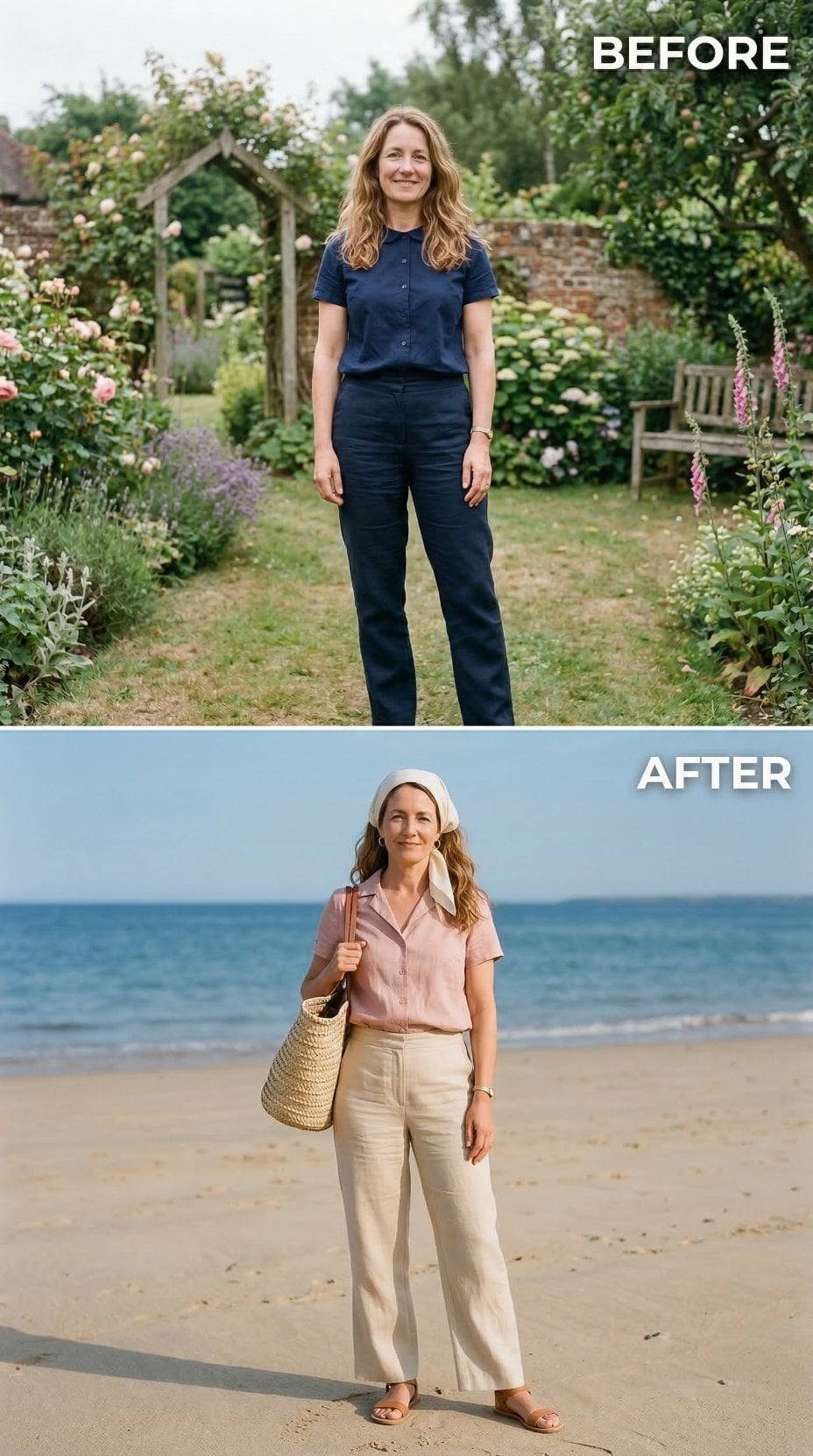 Navy Separates Step Aside: Cream Wide-Legs and a Beach Take Over for Summer