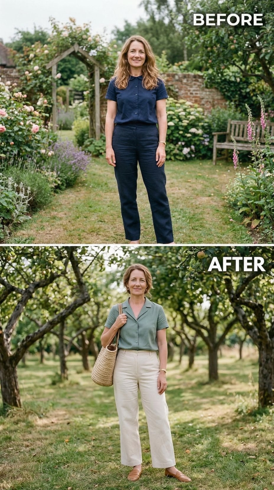 Sage Camp-Collar and Cream Wide-Legs Pull Her Garden Wardrobe Into Actual Summer