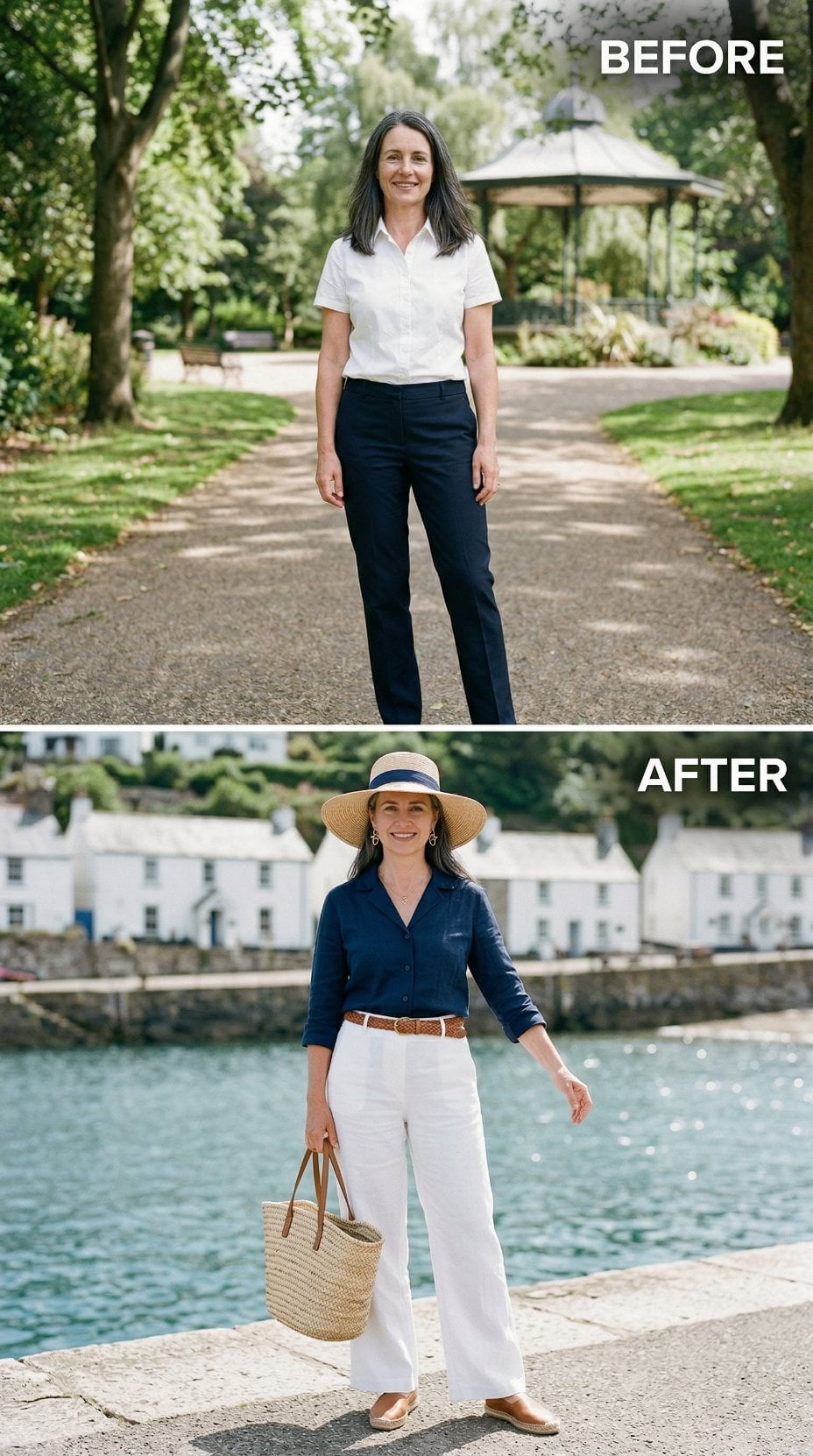 Dark Navy Linen, Wide-Leg White Trousers, and What the Waterfront Unlocked