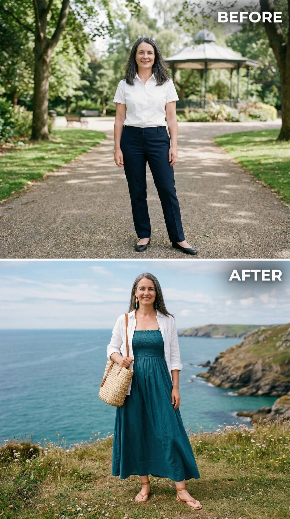 Teal Smocked Linen, a Coastal Cliff, and What Happens When Color Finally Does the Work