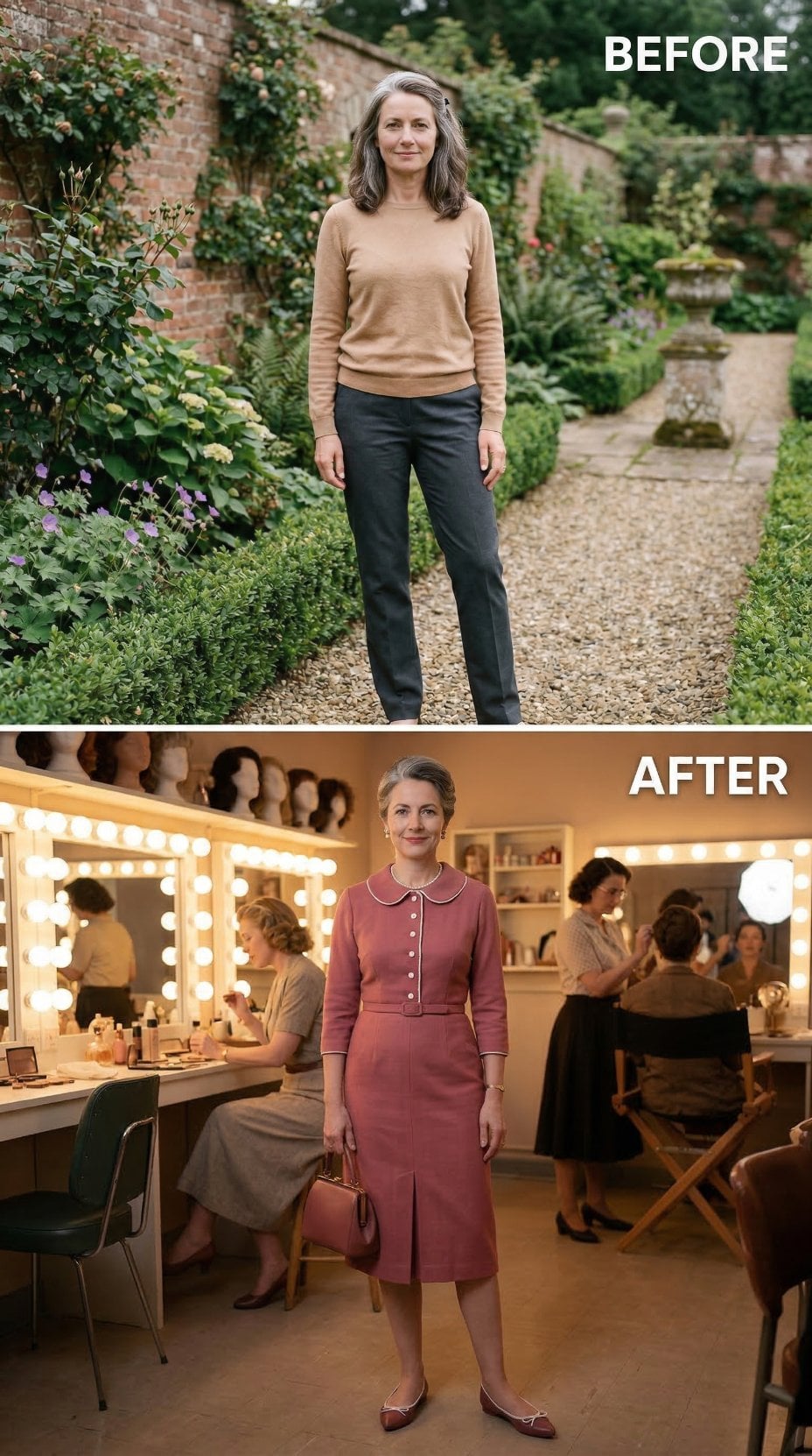 Garden Path Khaki Becomes Peter Pan Collar Dress Inside Makeup Room