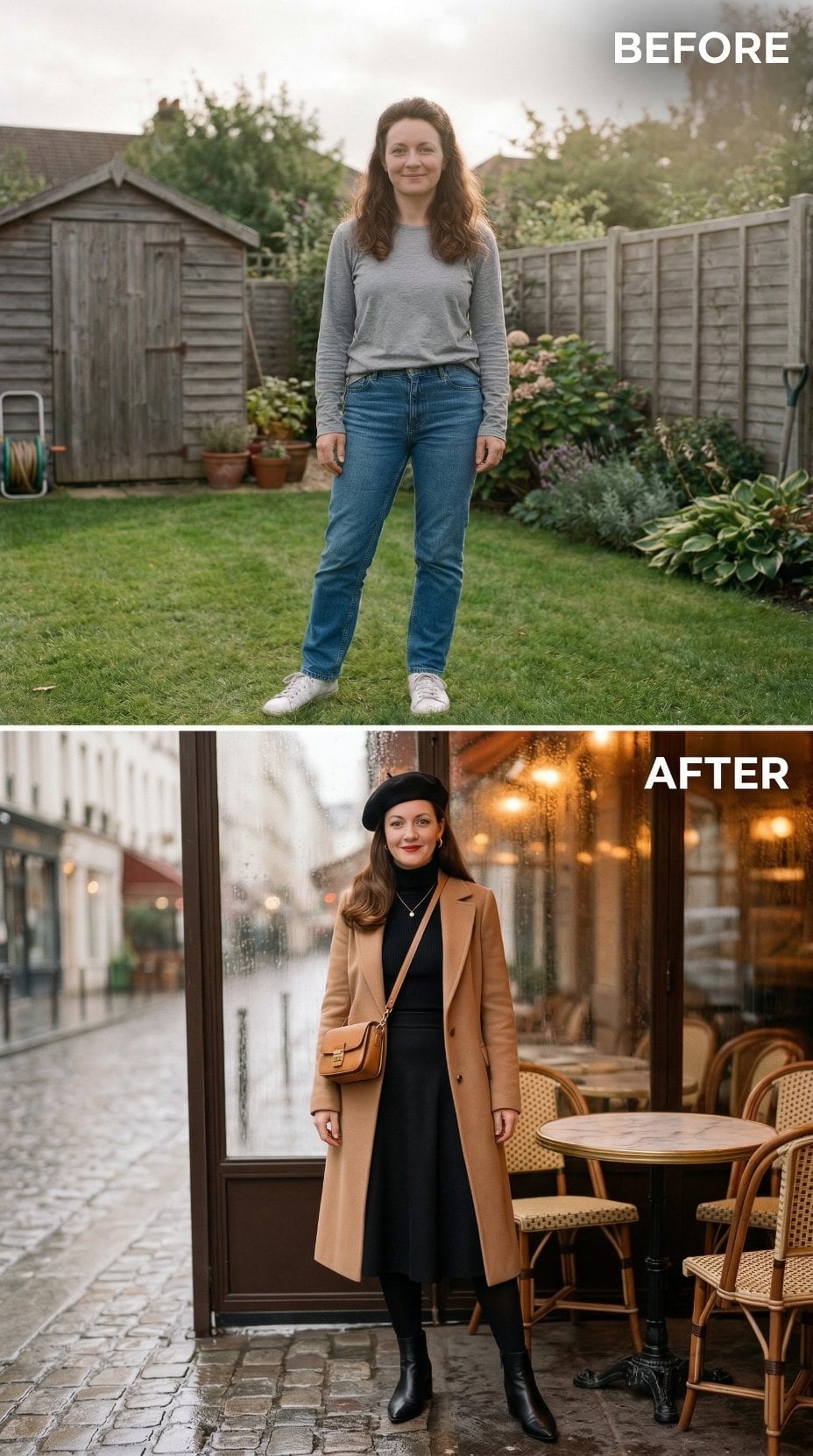 Casual Jeans and Grey Knit Transform Into Parisian Café Noir