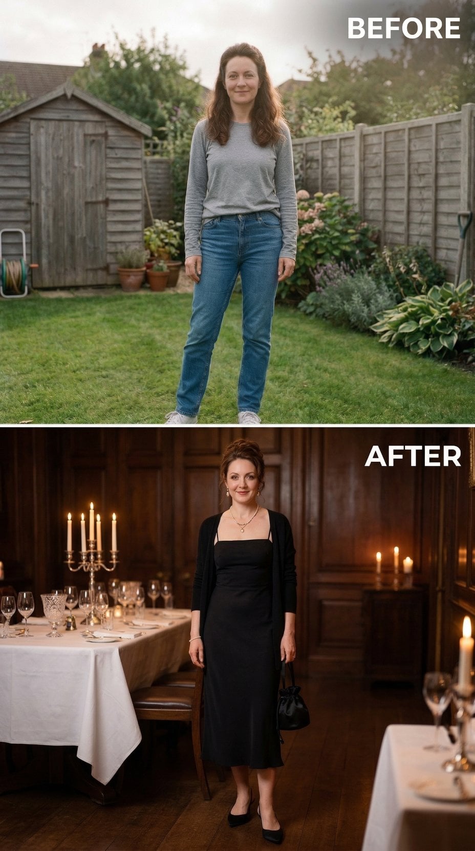 Denim Backyard Simplicity Turns Into Candlelit Noir Supper Club