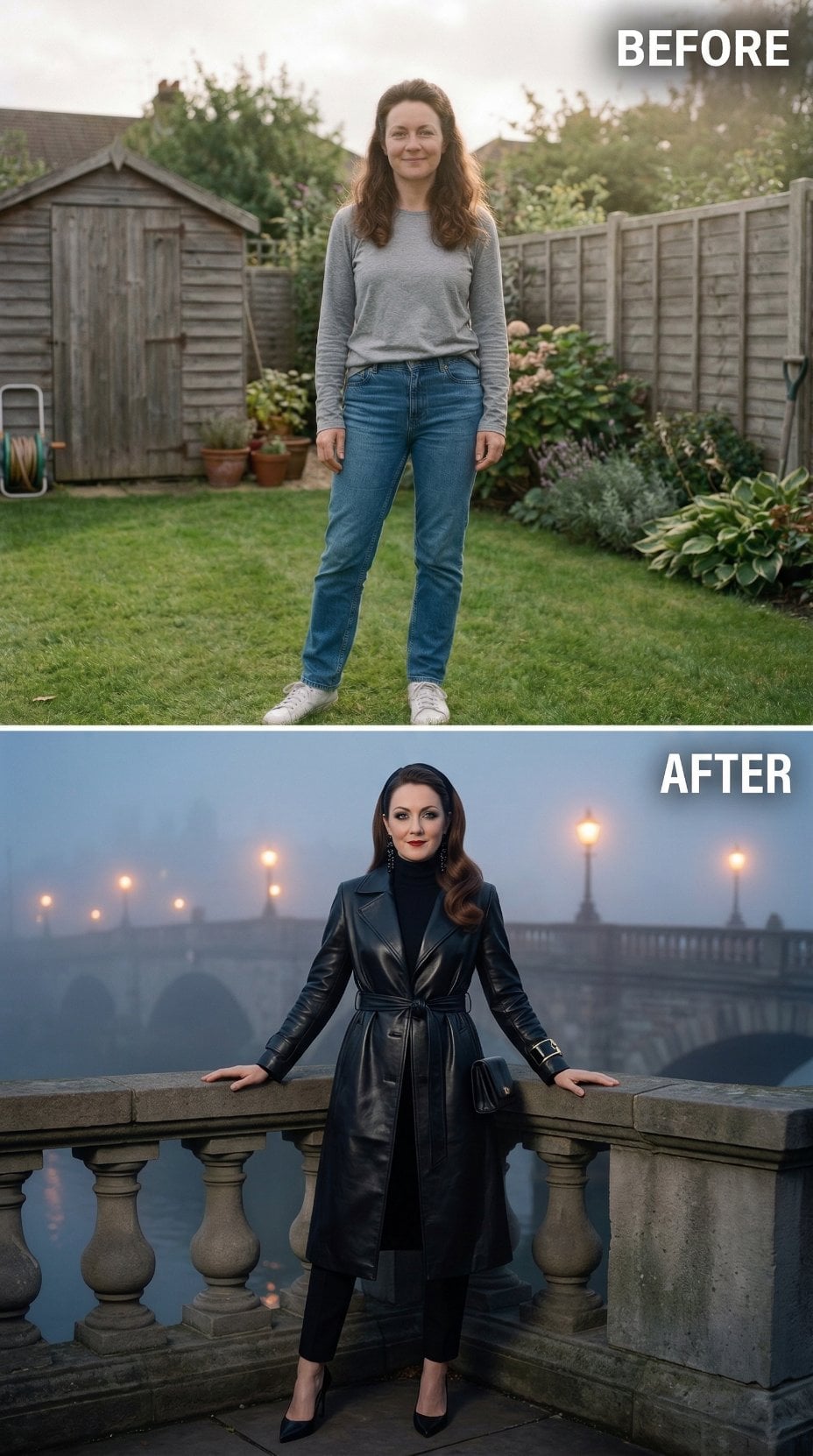 Backyard Grey Marl Becomes Belted Black Leather by the Seine