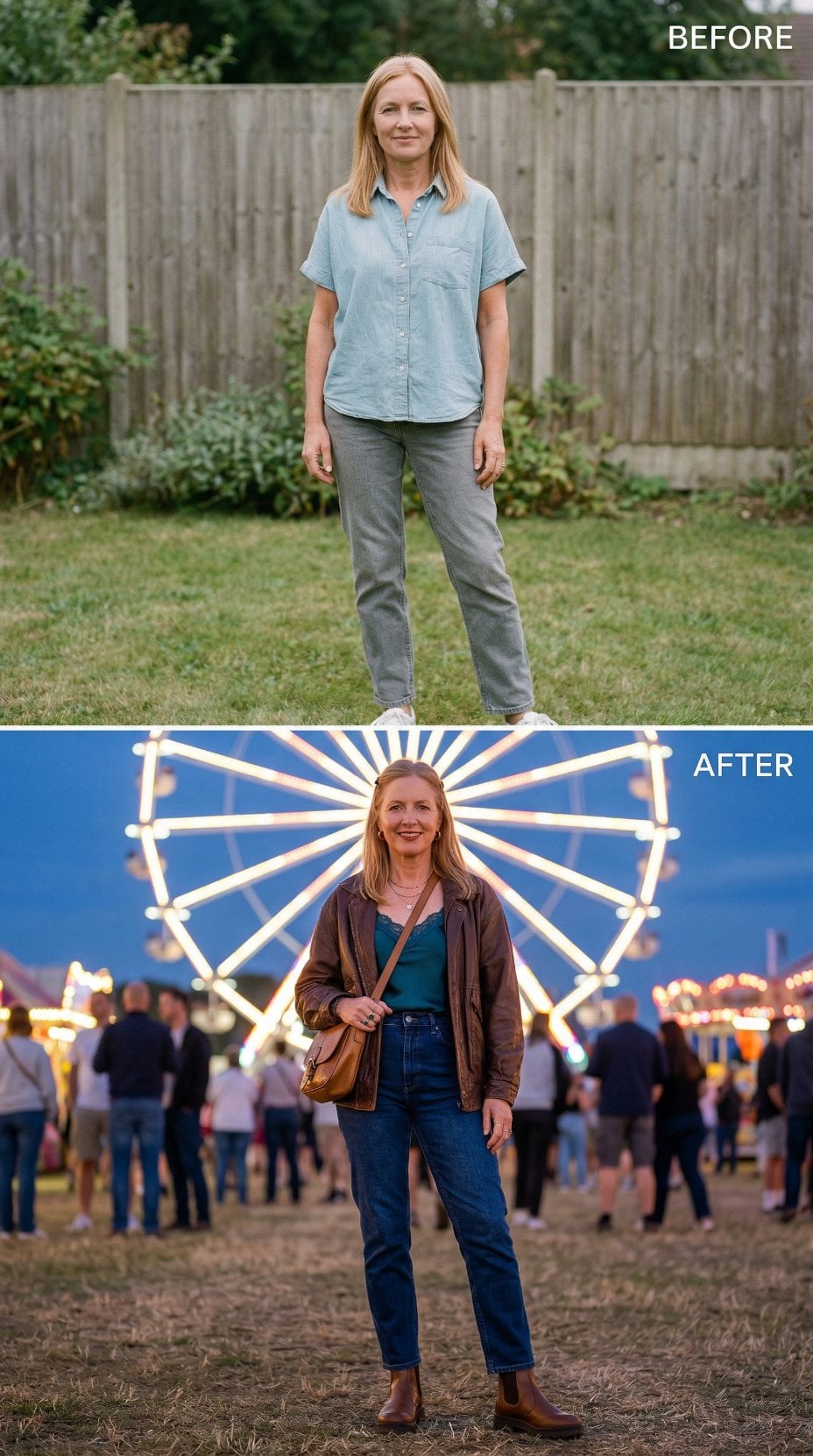 Brown Leather Jacket and Teal Tank Make Festival Dressing Wearable