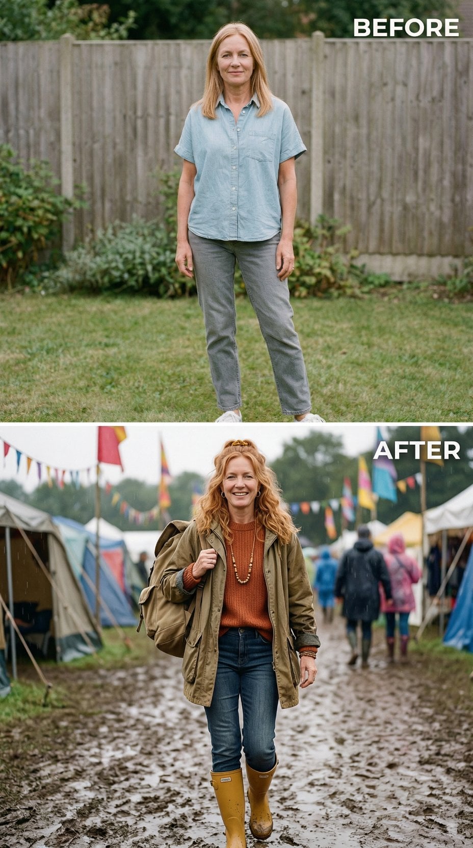 Light Blue Chambray Gives Way to Wavy Copper and Olive Outerwear