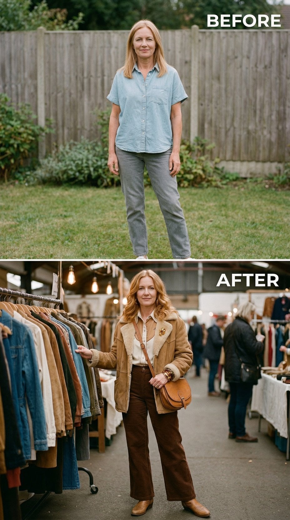 Tan Shearling Jacket and Brown Wide-Legs Turn Shopping Into Performance