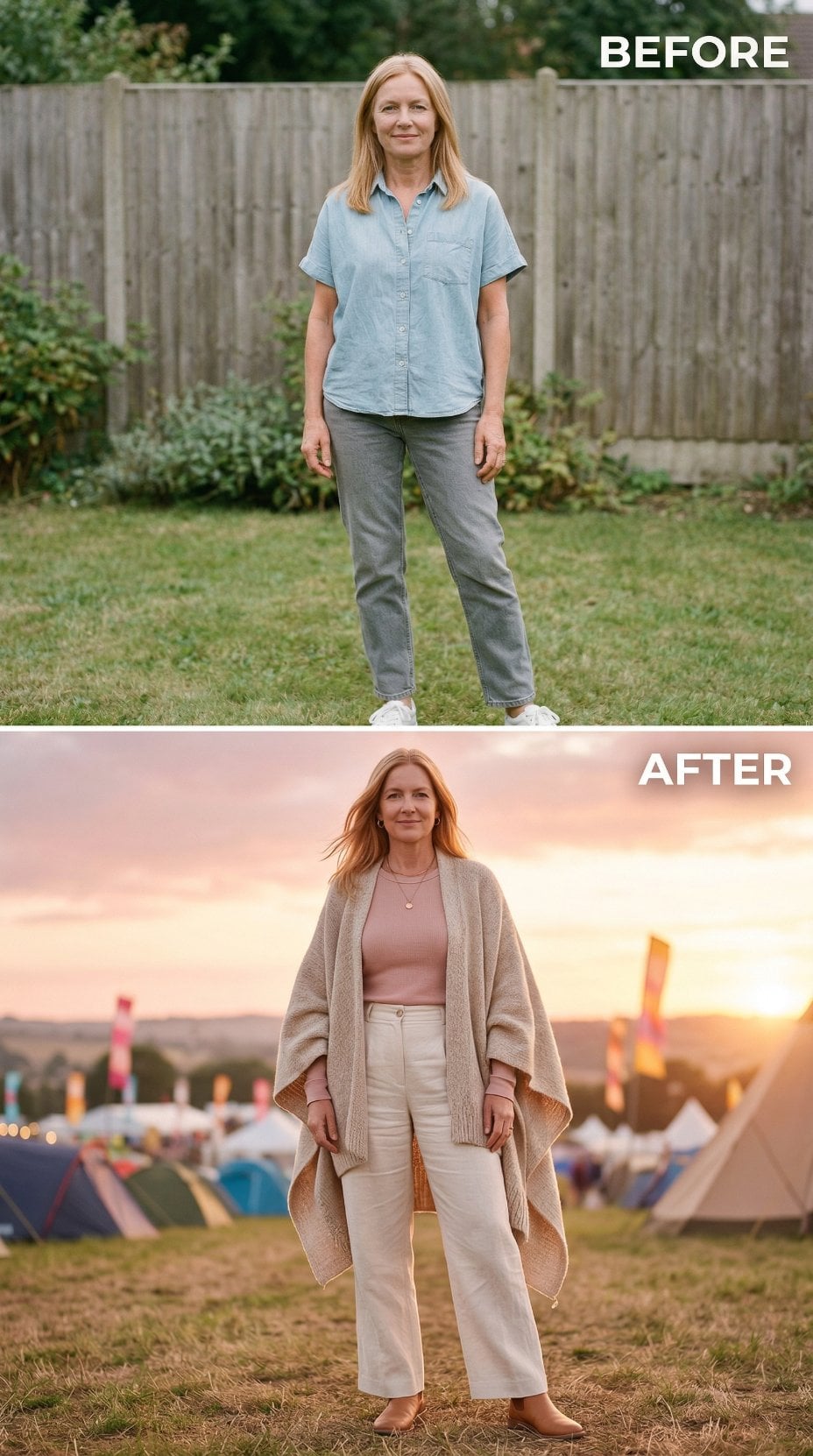 Beige Knit Wrap and Dusky Rose Layer Catch Last Light