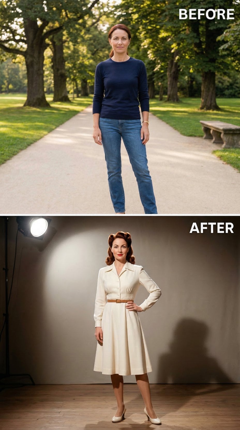 Cashmere and Jeans at 45, Then Ivory Wool and Victory Rolls