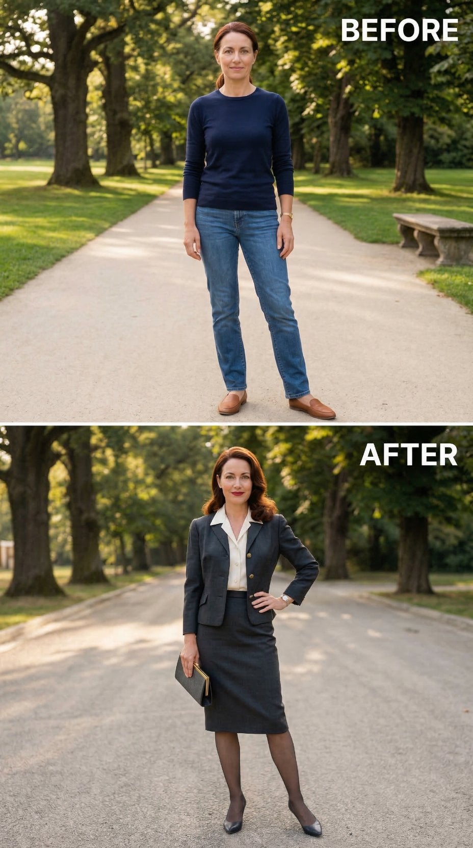 Dark Wool, a Pencil Skirt, and the Park Path That Becomes a Power Walk
