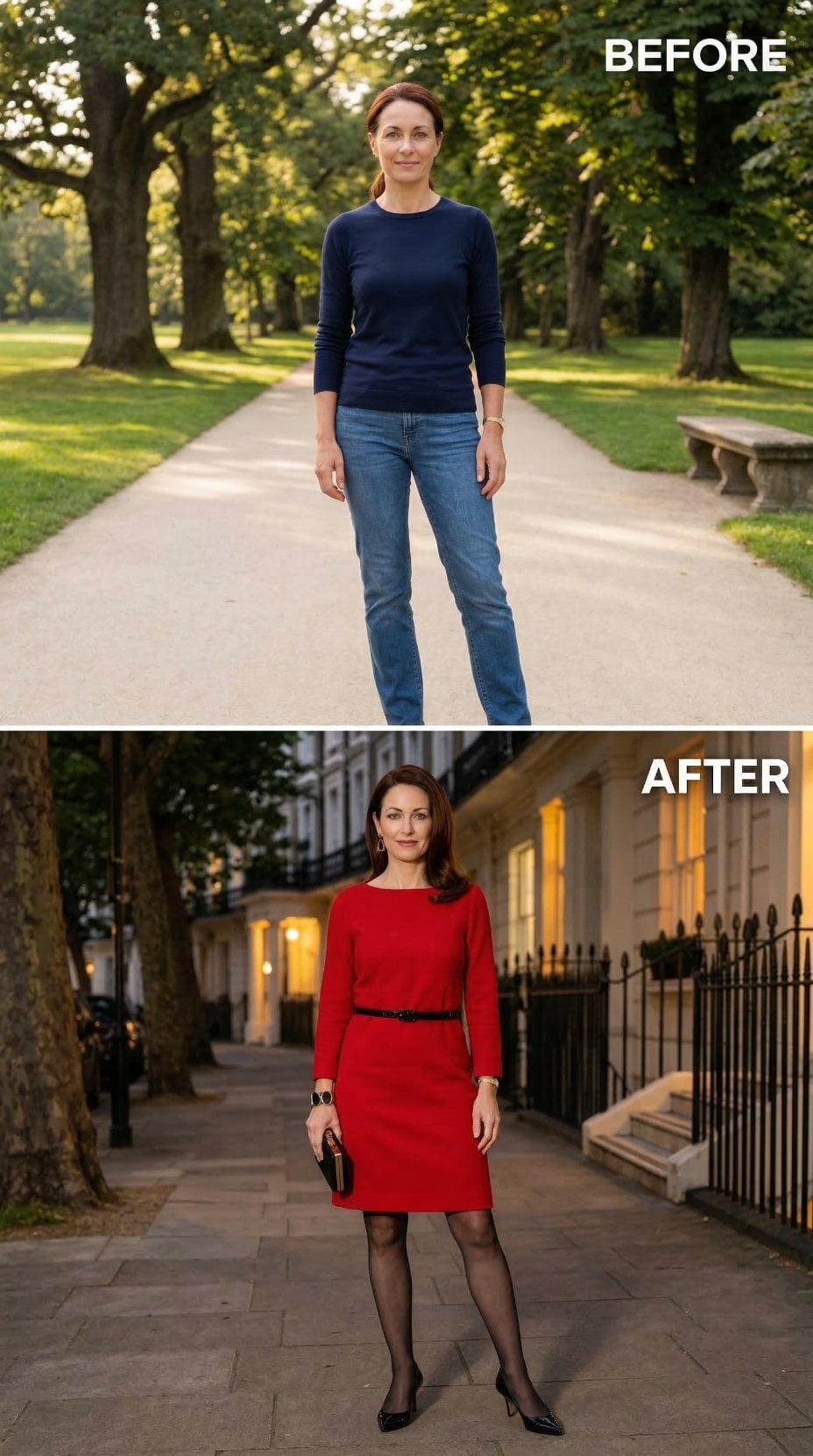 Red Wool, a Black Belt, and the Belgravia Evening That Rewrites Her Register