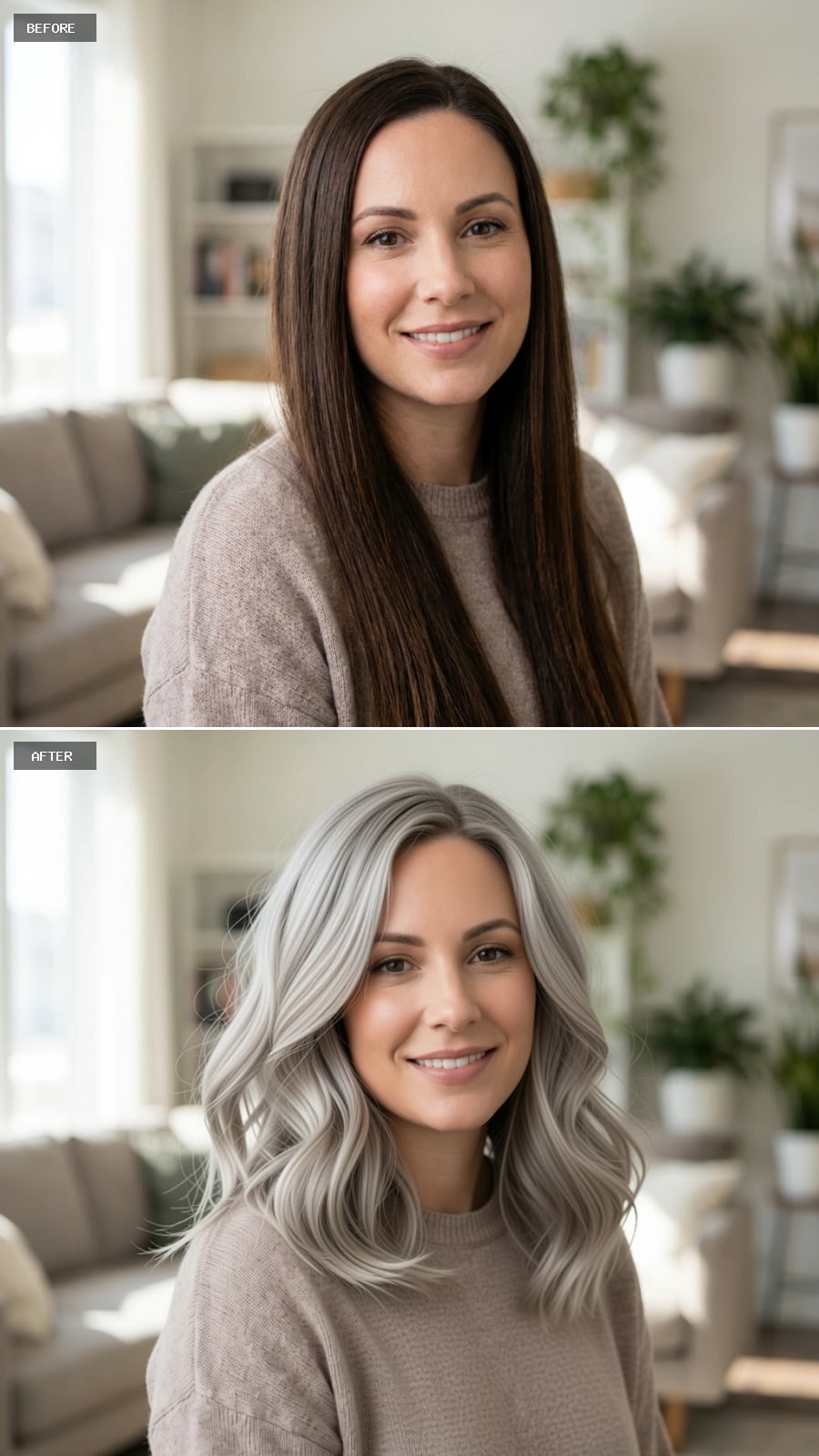 Icy Silver Waves with Face-Framing Highlights and Textured Movement