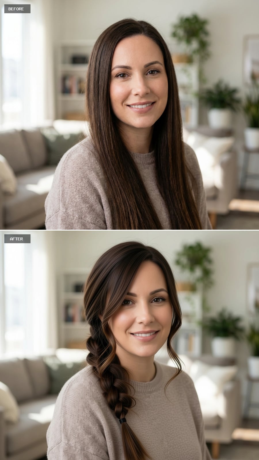 Side-Swept Braid with Textured Crown and Honey-Kissed Highlights