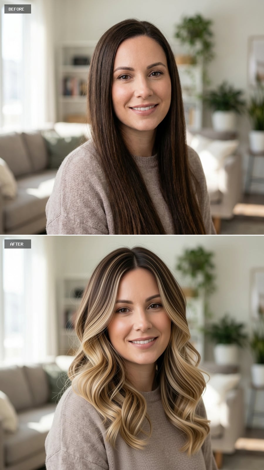 Ombre Waves Cascading from Chocolate Roots to Butter Blonde Ends