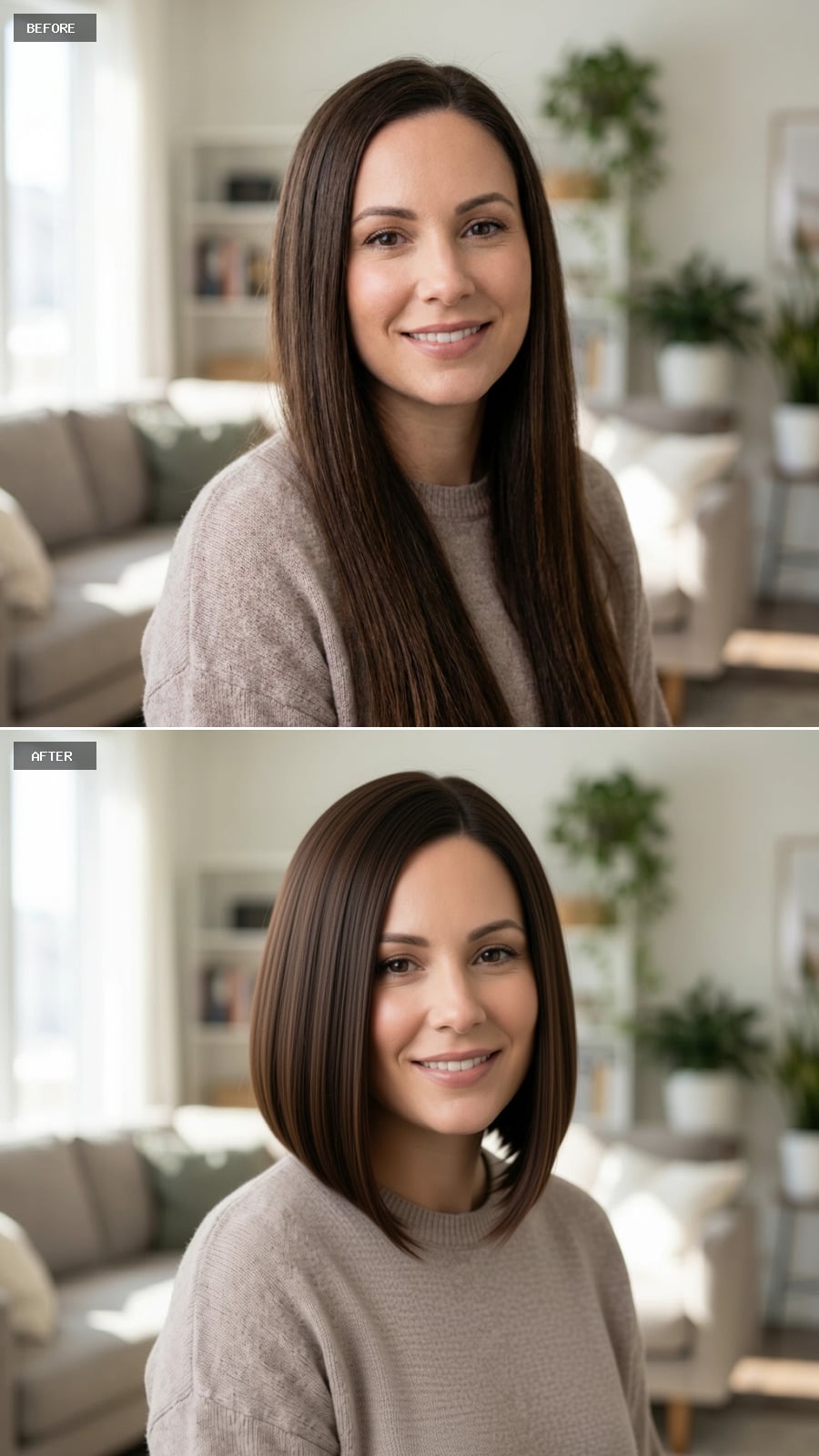 From Long Lengths to Glossy Bob with Blunt Edges and Center Part