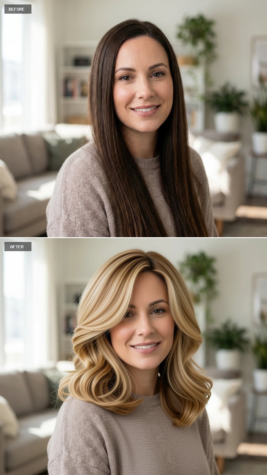 Warm Blonde Balayage with Shoulder-Grazing Waves and Honey Highlights