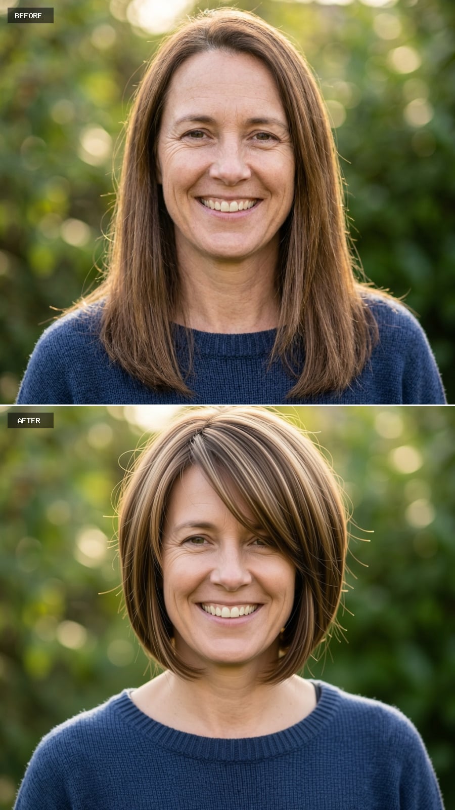 Highlighted Bob With Side-Swept Bangs Pulls More Weight Than Plain Brunette Length Ever Did