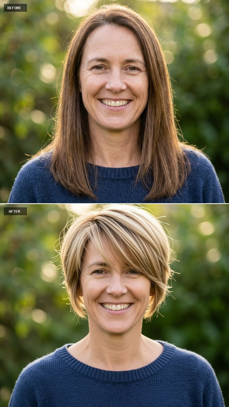 Short Blonde Bob With Swept Layers Does What Plain Brunette Length Never Could