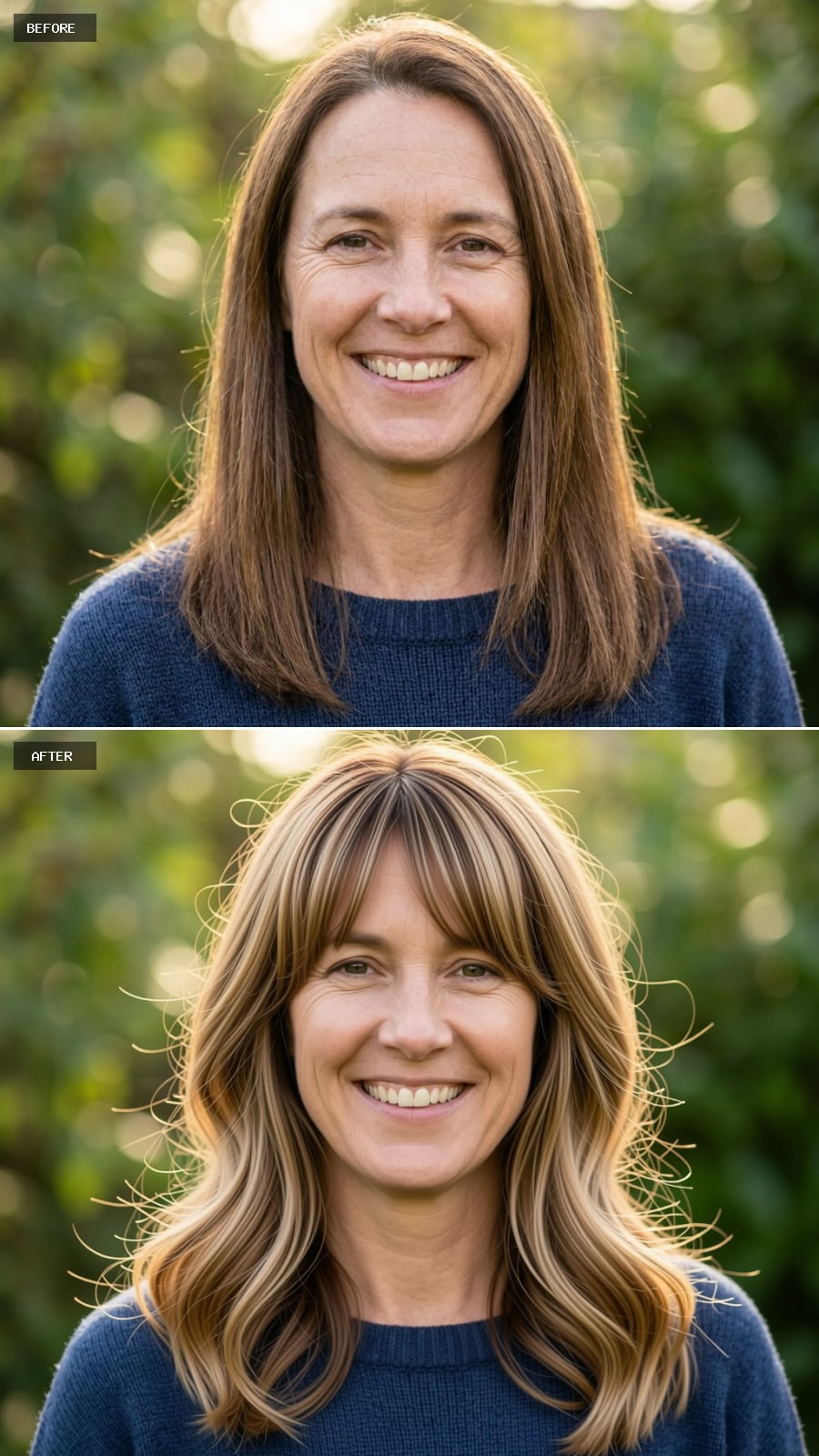 Highlights and Bangs Recut What Plain Brunette Length Had Settled Into