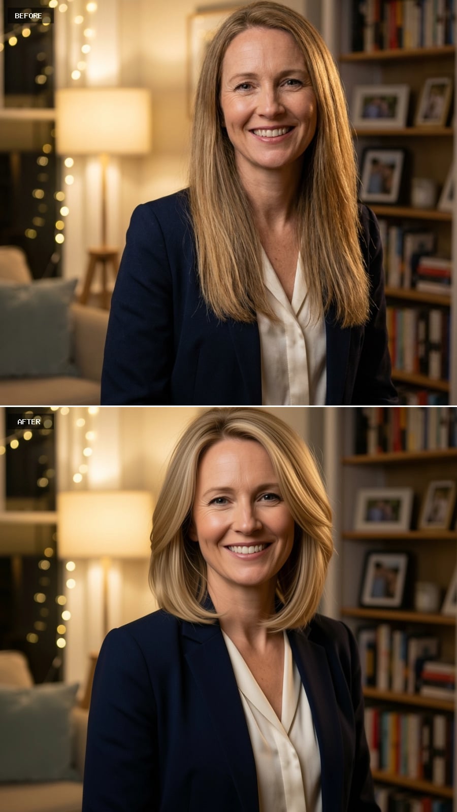 Soft Bob With Highlights Rewrites What a Navy Blazer Frames