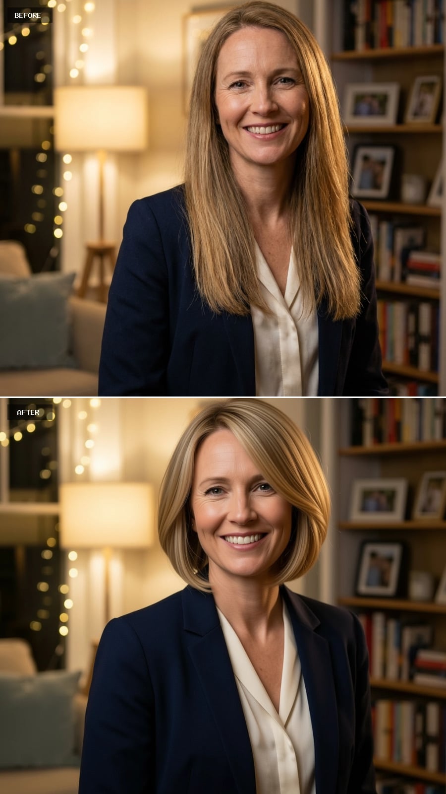 Jaw-Length Bob With Side Sweep Reframes Everything the Blazer Is Working With