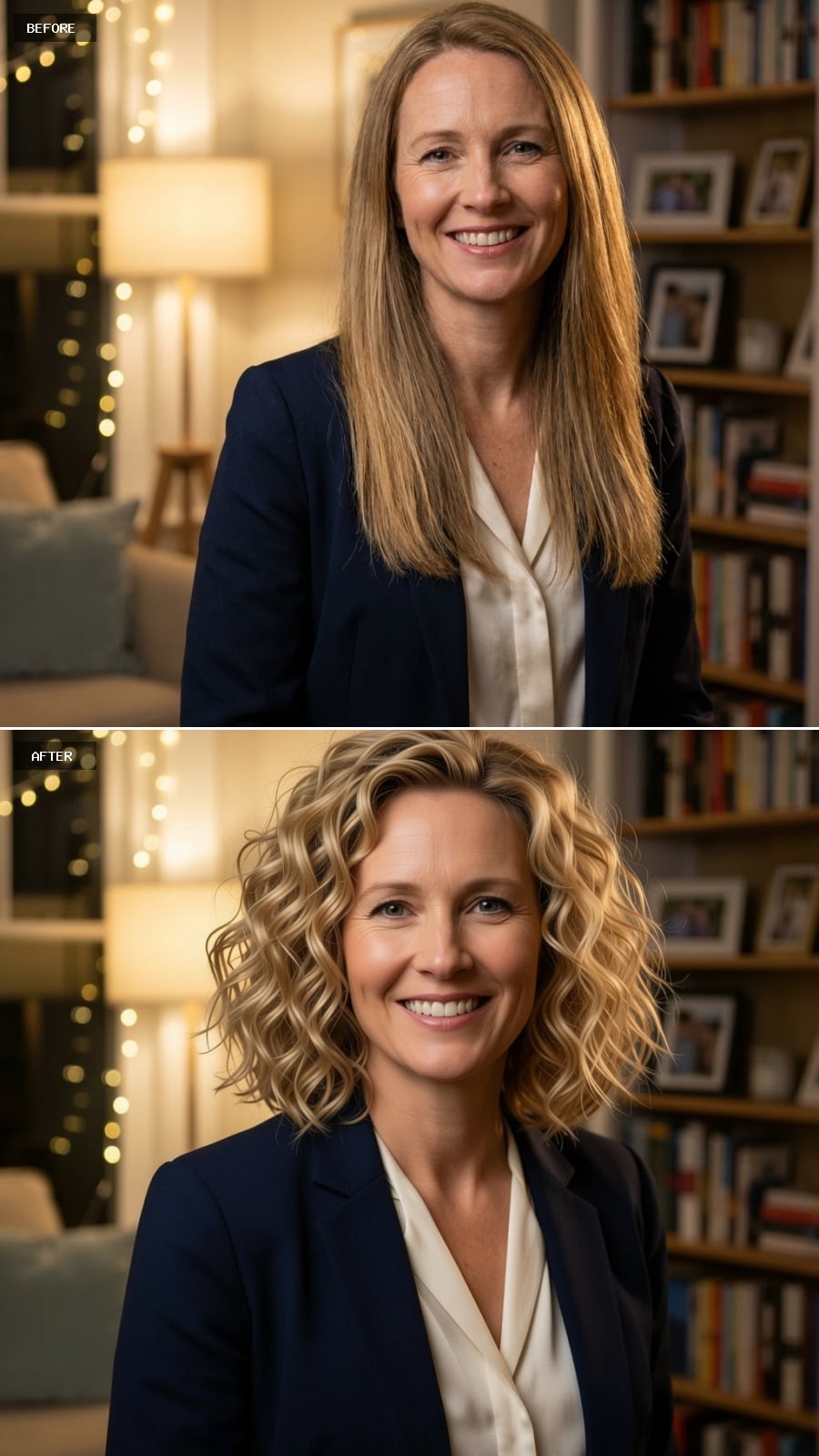 Curly Bob Cuts a Sharp Contrast to Pin-Straight Length