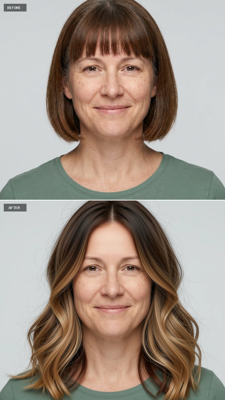 Balayage Waves at Shoulder Length: When Bangs Come Off and Volume Moves In