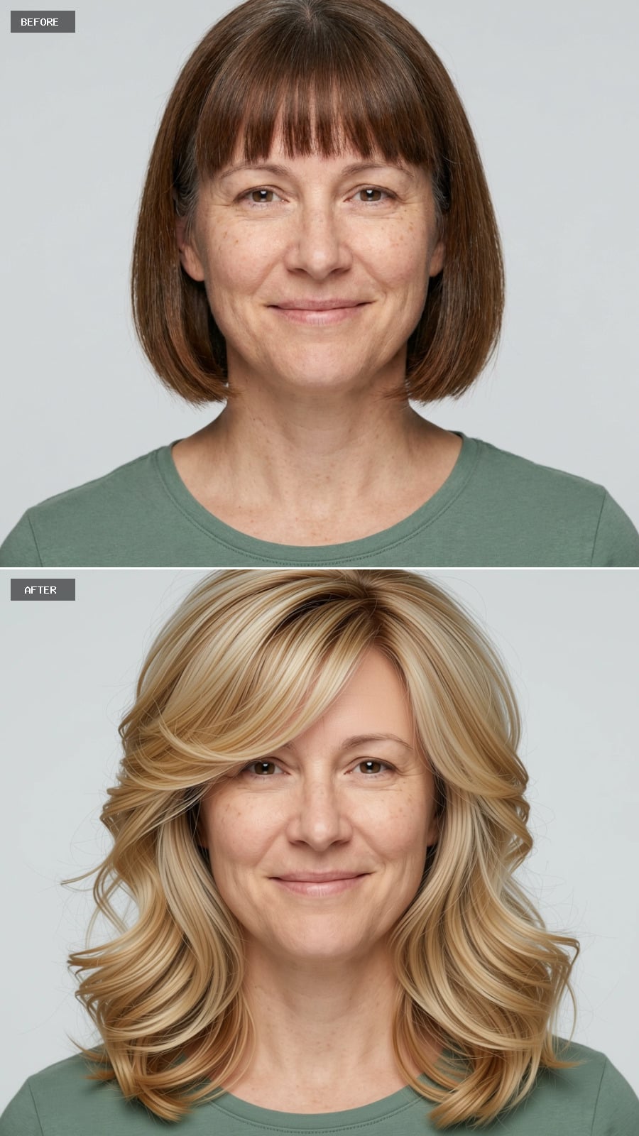 Blonde Waves, No Bangs: How Volume Rewrites a Face at 45