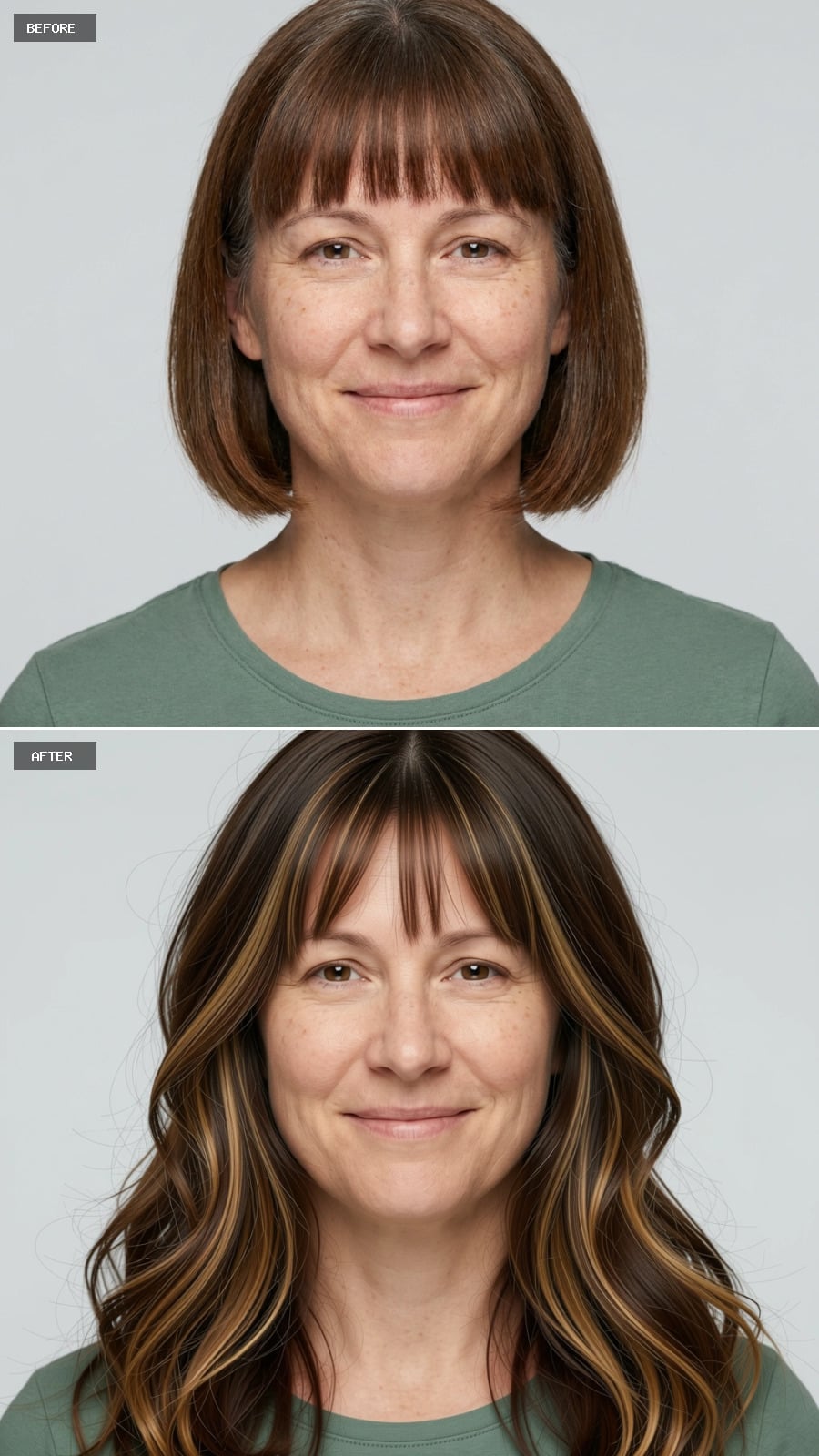 Dark Brown Waves With Highlights: Length and Texture Working Where Structure Left Off