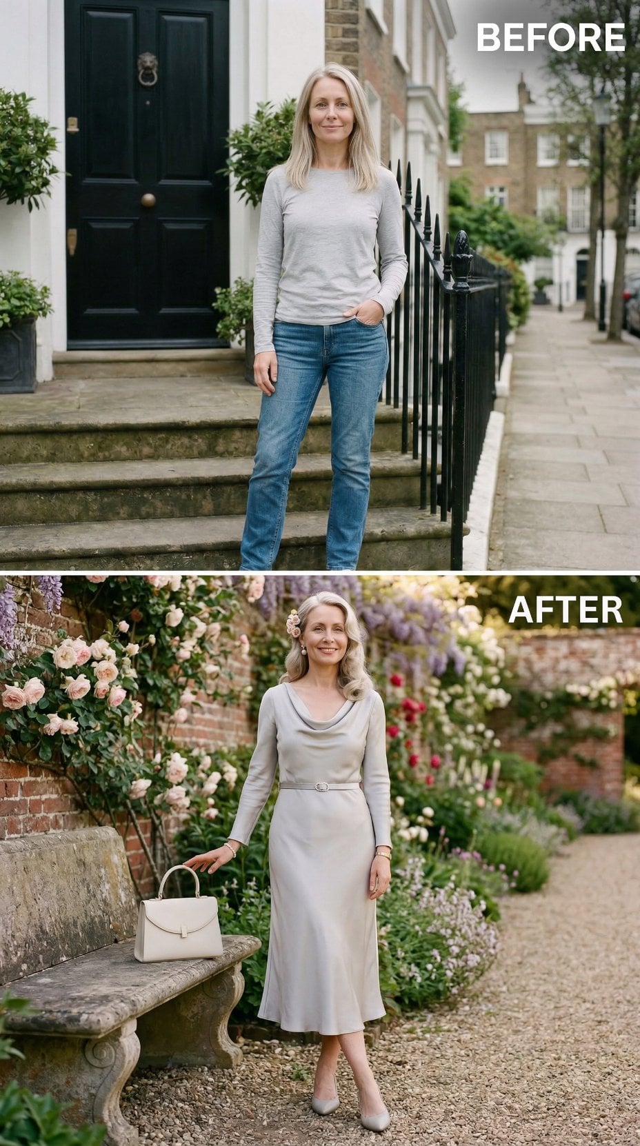 Cowl Neck Midi in Pale Sage with Slim Belt in Blooming Garden