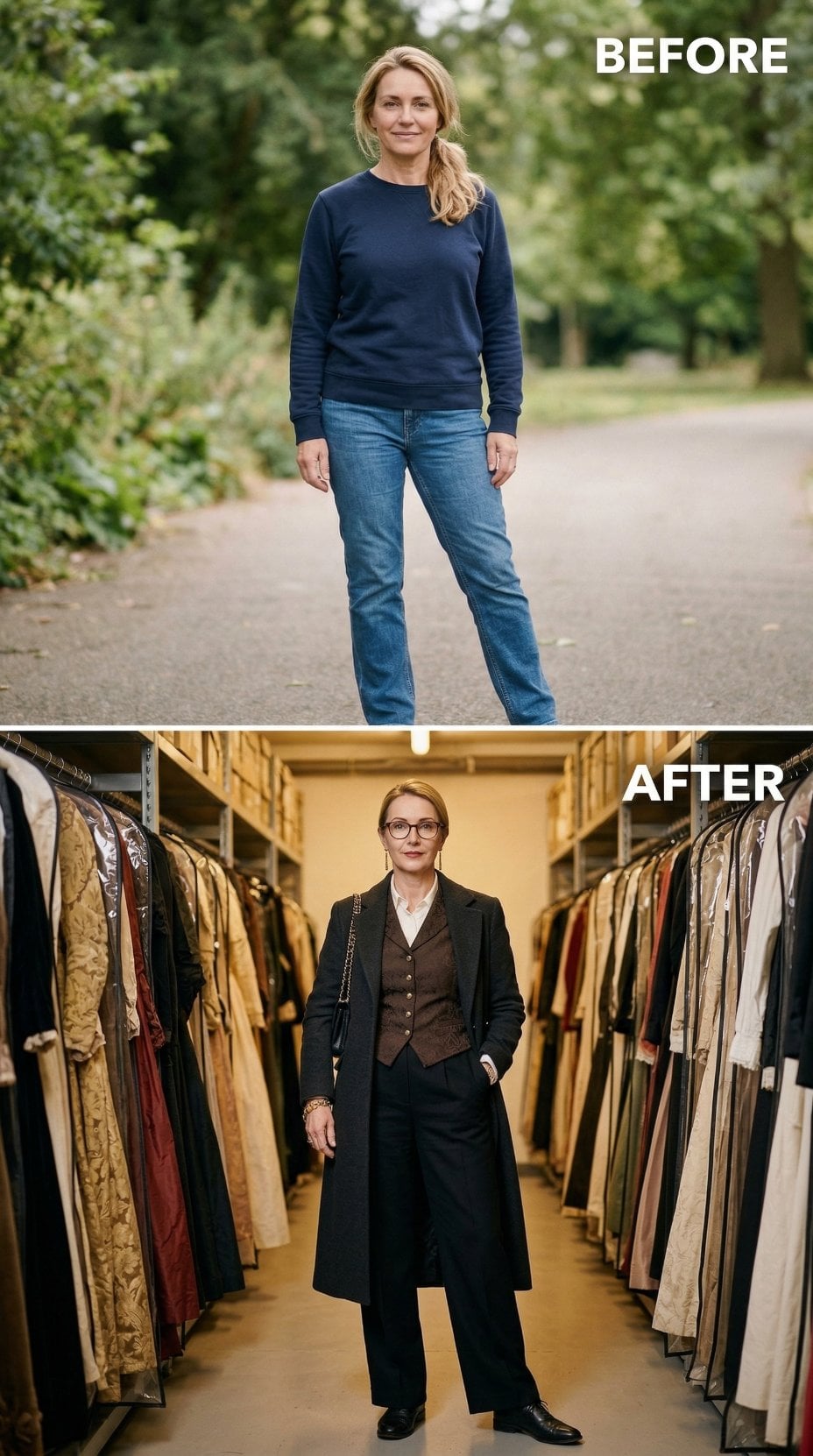 Black Wool Coat Over Vest and Long Skirt Layers the Wardrobe Department