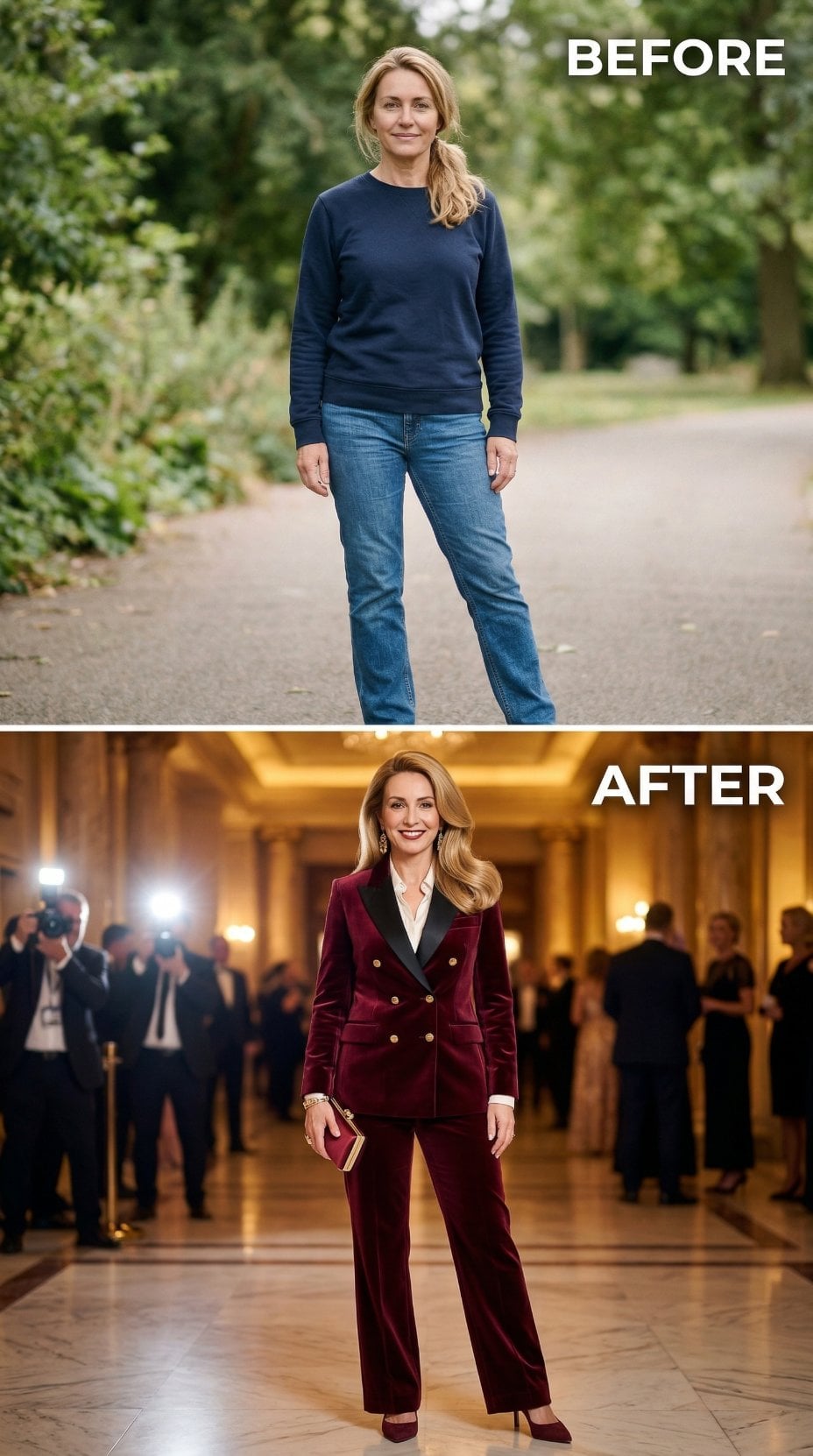 Burgundy Velvet Double-Breasted Suit Commands the Chandelier Corridor