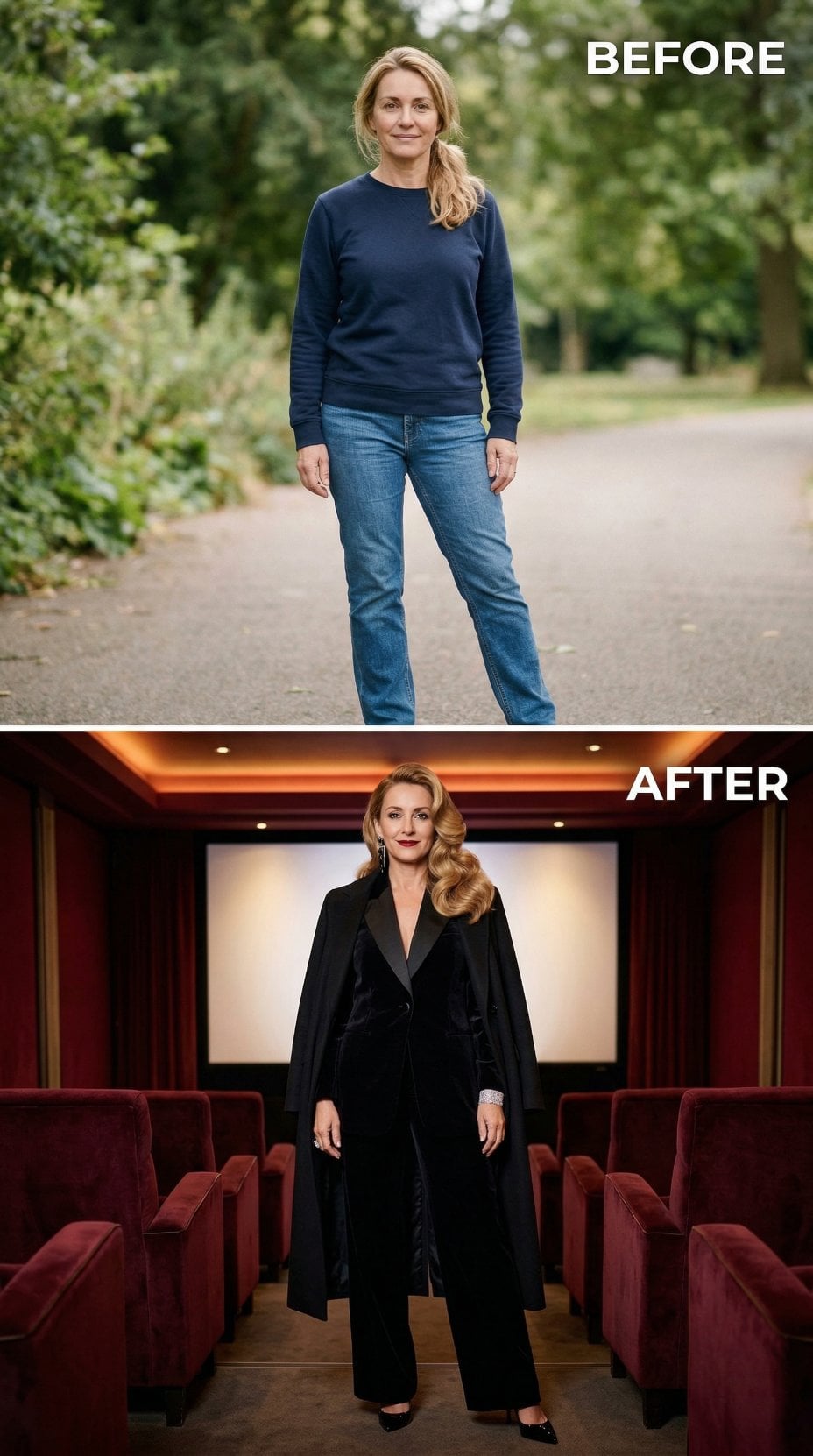 Black Velvet Coat With Satin Lapels Frames the Private Screening